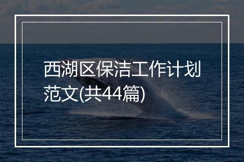 西湖区保洁工作计划范文(共44篇)