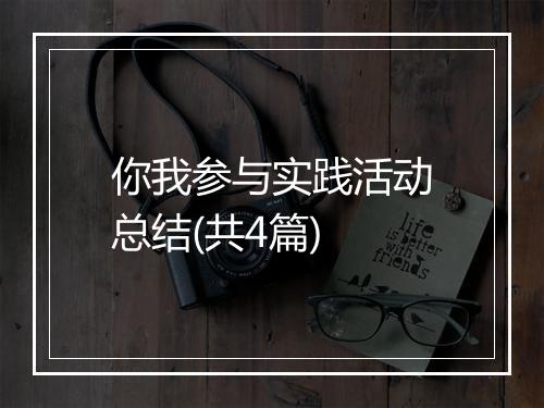 你我参与实践活动总结(共4篇)