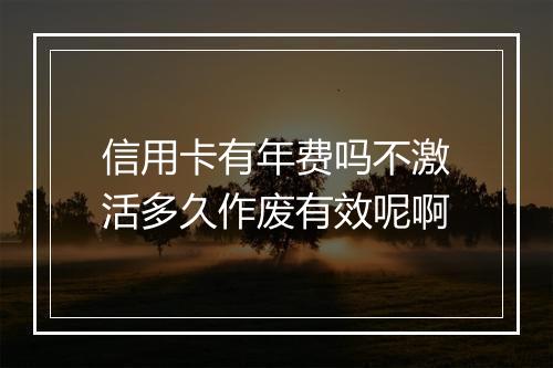 信用卡有年费吗不激活多久作废有效呢啊