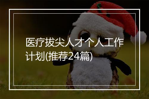 医疗拔尖人才个人工作计划(推荐24篇)