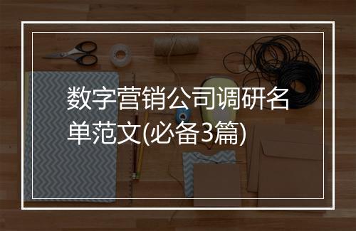数字营销公司调研名单范文(必备3篇)