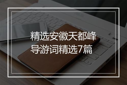 精选安徽天都峰导游词精选7篇