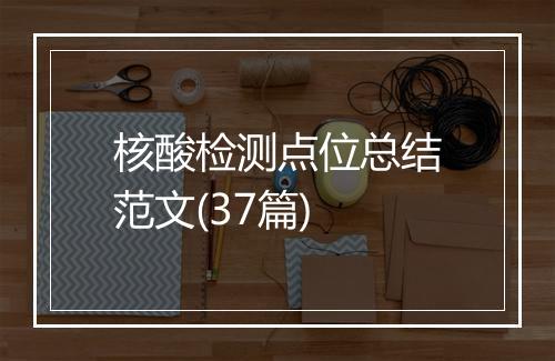核酸检测点位总结范文(37篇)