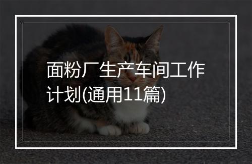 面粉厂生产车间工作计划(通用11篇)