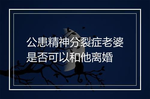 公患精神分裂症老婆是否可以和他离婚
