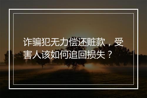 诈骗犯无力偿还赃款,受害人该如何追回损失?