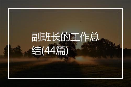 副班长的工作总结(44篇)
