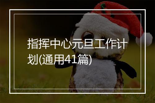 指挥中心元旦工作计划(通用41篇)
