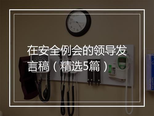 在安全例会的领导发言稿(精选5篇)
