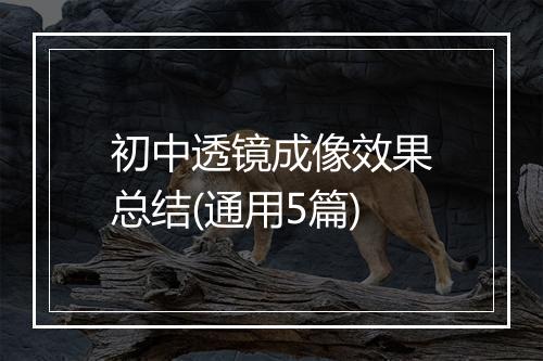 初中透镜成像效果总结(通用5篇)