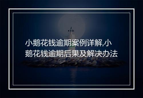 小鹅花钱逾期案例详解,小鹅花钱逾期后果及解决办法