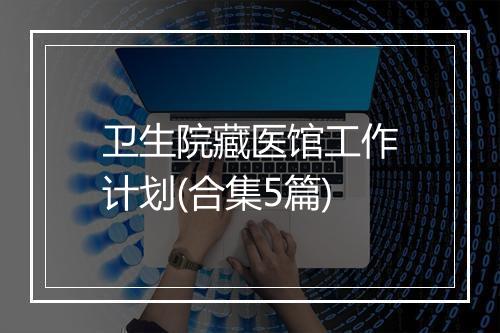 卫生院藏医馆工作计划(合集5篇)