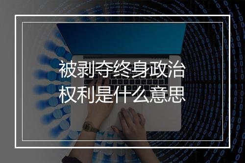 被剥夺终身政治权利是什么意思
