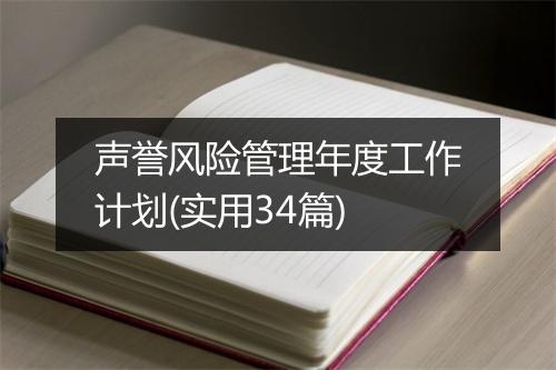 声誉风险管理年度工作计划(实用34篇)