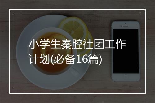 小学生秦腔社团工作计划(必备16篇)