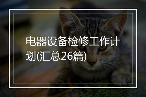 电器设备检修工作计划(汇总26篇)