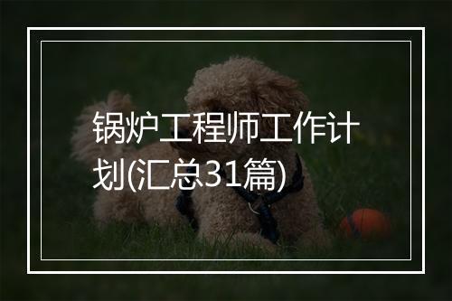 锅炉工程师工作计划(汇总31篇)