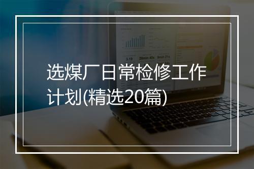 选煤厂日常检修工作计划(精选20篇)