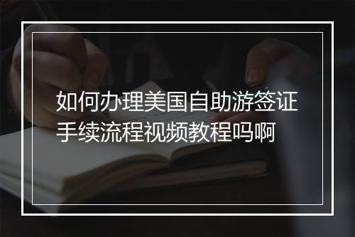 如何办理美国自助游签证手续流程视频教程吗啊