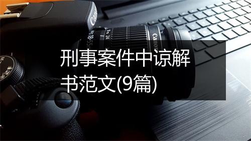 刑事案件中谅解书范文(9篇)
