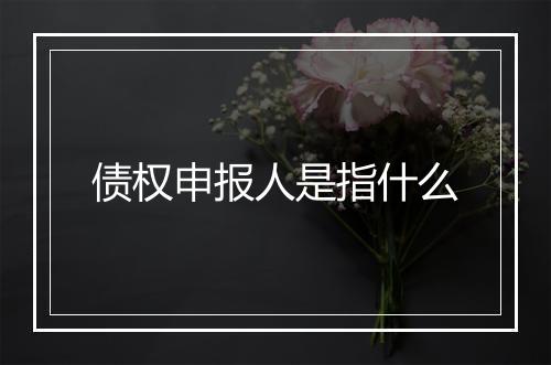 债权申报人是指什么