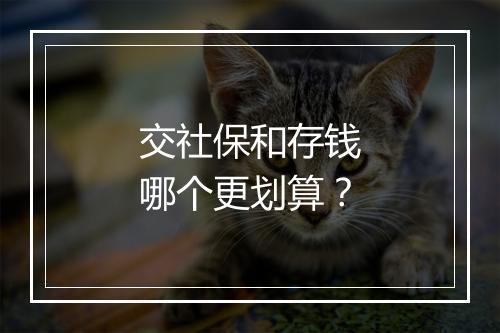 交社保和存钱哪个更划算?