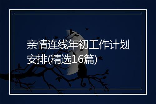 亲情连线年初工作计划安排(精选16篇)