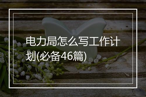 电力局怎么写工作计划(必备46篇)