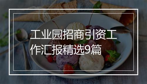 工业园招商引资工作汇报精选9篇