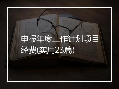 申报年度工作计划项目经费(实用23篇)