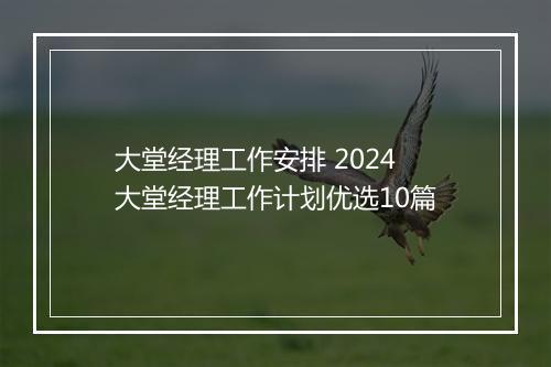 大堂经理工作安排 2024大堂经理工作计划优选10篇