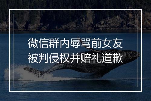 微信群内辱骂前女友被判侵权并赔礼道歉