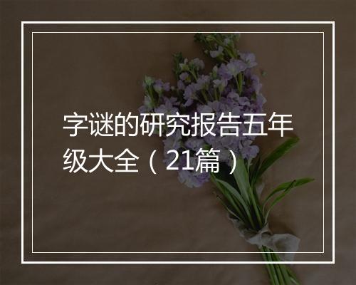字谜的研究报告五年级大全(21篇)