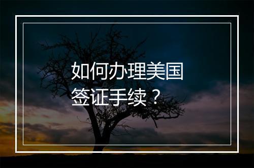 如何办理美国签证手续?