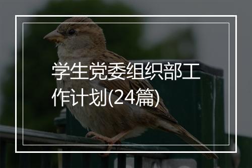 学生党委组织部工作计划(24篇)