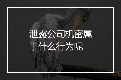 泄露公司机密属于什么行为呢