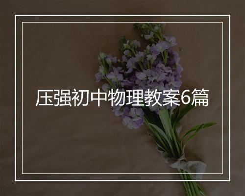 压强初中物理教案6篇