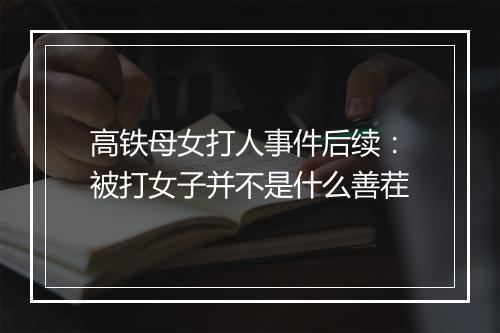 高铁母女打人事件后续:被打女子并不是什么善茬