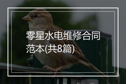 零星水电维修合同范本(共8篇)