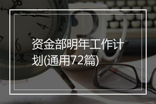 资金部明年工作计划(通用72篇)