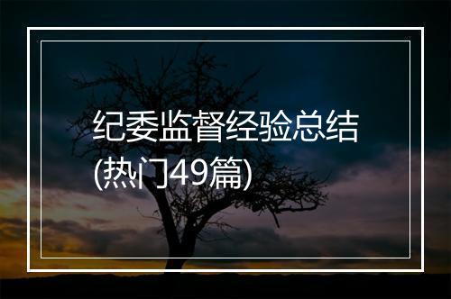 纪委监督经验总结(热门49篇)