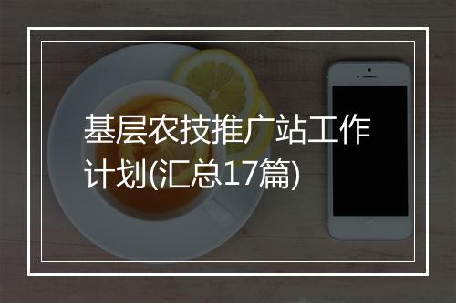 基层农技推广站工作计划(汇总17篇)