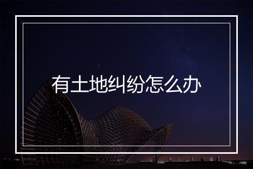 有土地纠纷怎么办