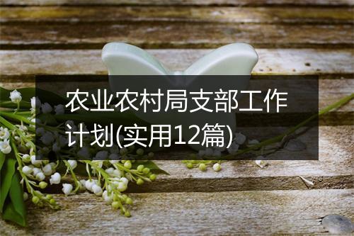 农业农村局支部工作计划(实用12篇)