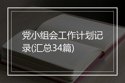党小组会工作计划记录(汇总34篇)