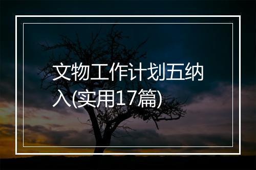 文物工作计划五纳入(实用17篇)