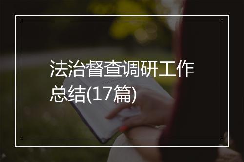 法治督查调研工作总结(17篇)