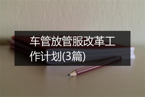 车管放管服改革工作计划(3篇)