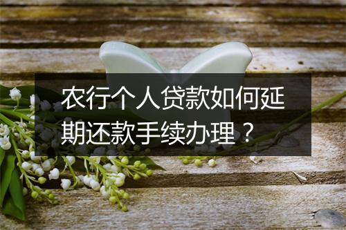 农行个人贷款如何延期还款手续办理?