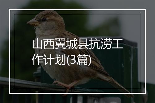 山西翼城县抗涝工作计划(3篇)